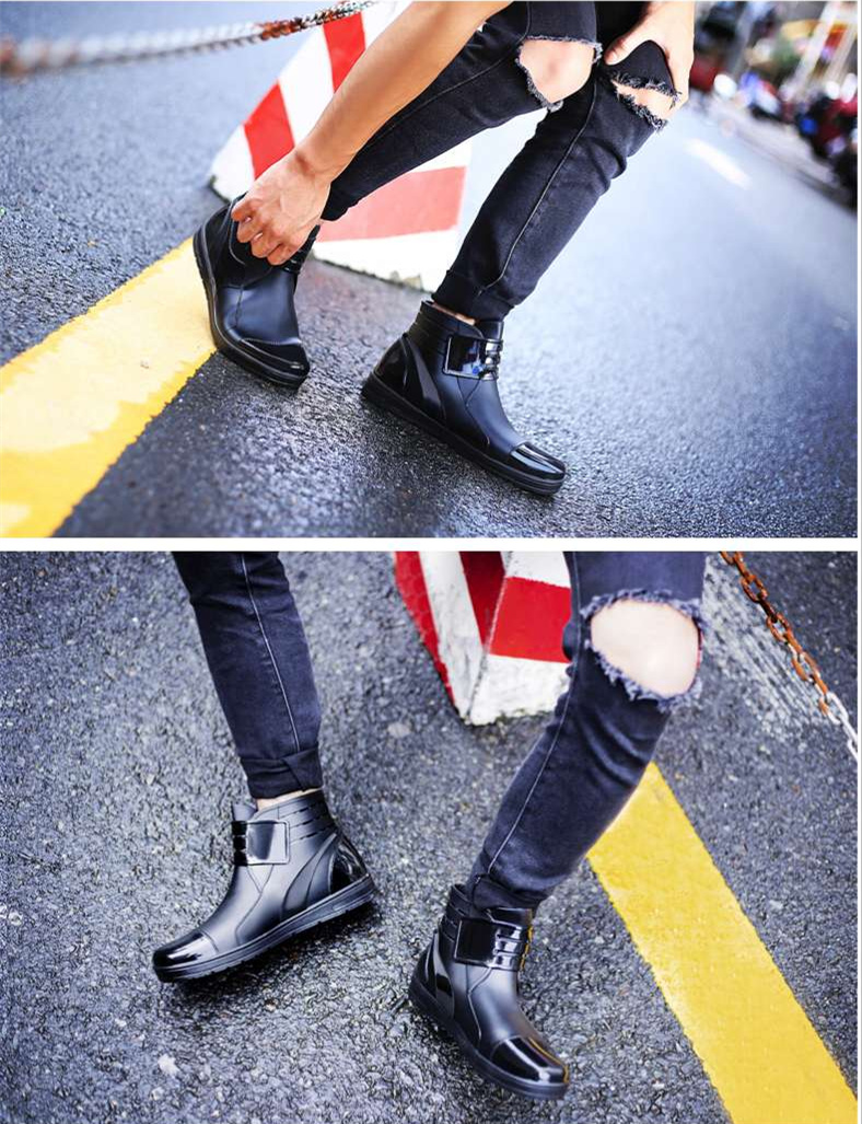 Phiên bản Hàn Quốc của giày cao su chống thấm nước Velcro cao giúp giày đi mưa nam ngắn ống chống nước giày không thấm nước giày nam triều nam giày mưa ủng ủng bọc giày đi mưa