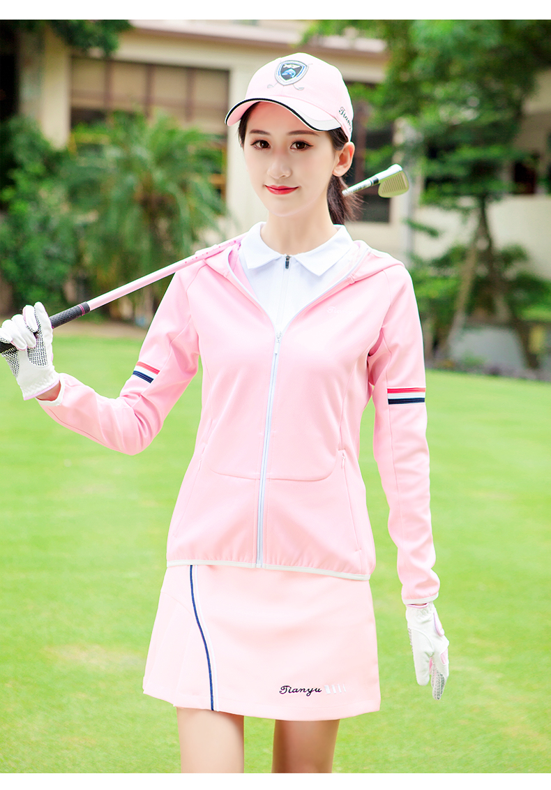 Mùa xuân mới Quần áo Golf Phụ nữ áo dài tay bóng áo trùm đầu Zip Áo thể thao quả bóng tập golf