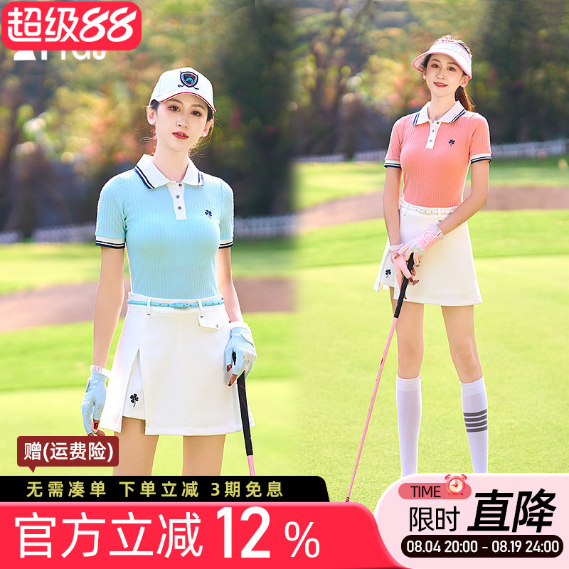 Golf Women's Short-Sleeved T-Shirt Polo Shirt Slim Fit White Blue Orange Shorts Skirt Sports Clothing Set Golf Women's Short-Sleeved T-Shirt Polo Shirt Slim Fit White Blue Orange Shorts Skirt Sports Clothing Set