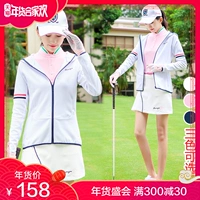 Mùa xuân mới Quần áo Golf Phụ nữ áo dài tay bóng áo trùm đầu Zip Áo thể thao bao tay dài chống nắng