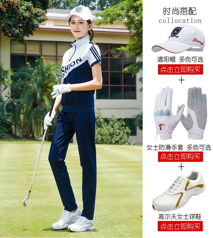 Mới! Golf quần áo nữ ngắn tay T-Shirt bóng phù hợp với quần phù hợp với mùa hè thể thao quần áo