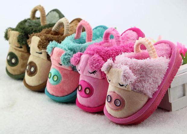 Pantoufles enfants en suède pour hiver - semelle caoutchouc - Ref 1024257 Image 16