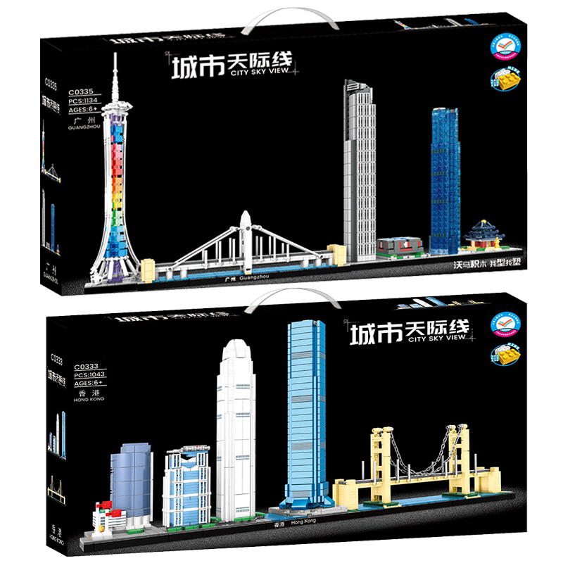 City Skyline Guangzhou Tower Shanghai Shenzhen Hong Kong Skyscraper Street View High-Rise Building Assembly Building Blocks Toy City Skyline Guangzhou Tower Shanghai Shenzhen Hong Kong Skyscraper Street View High-Rise Building Assembly Building Blocks Toy