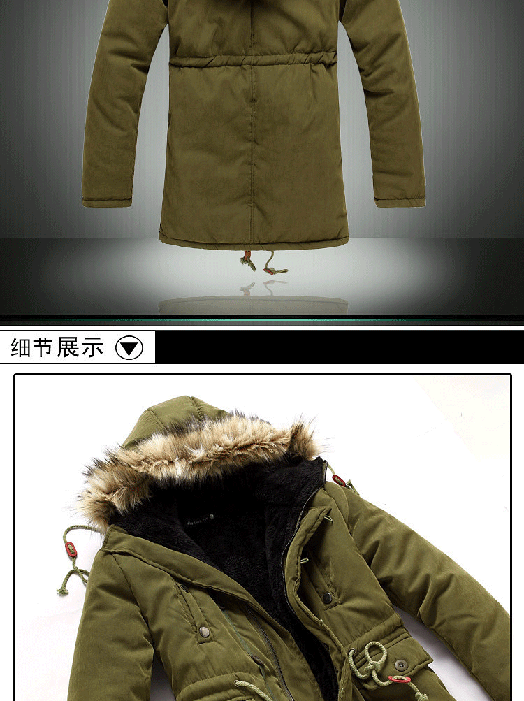Mũ len lớn mũ len nam trung niên dày cotton cộng với nhung dài đoạn cha mùa đông áo khoác cotton cha áo khoác nam kaki