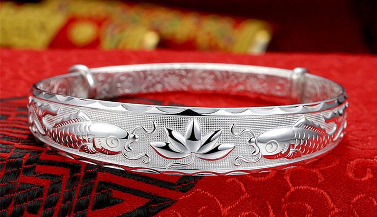 Mới đơn giản s999 sterling bạc vòng đeo tay nữ cao quý 妃 mở vòng đeo tay đẩy kéo vòng đeo tay ngày của mẹ để gửi món quà của mẹ