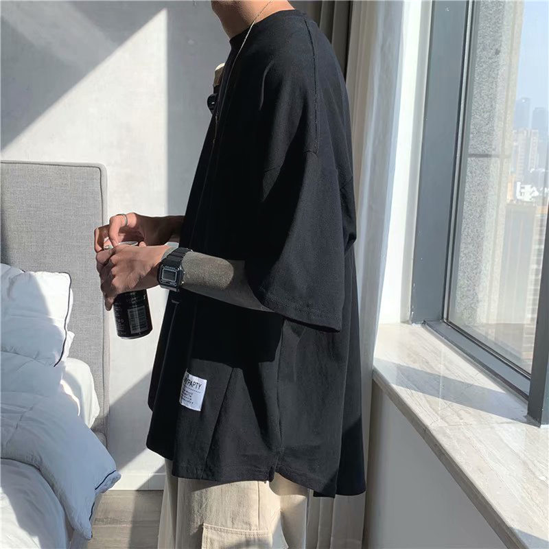 Harajuku ins Trendy T-Shirt for Men with Unique Design, Split Hem, Short Sleeves, Oversized Swallowtail Style, Popular Online, Very Cool