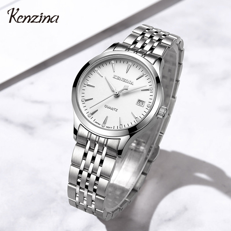 Song Time Na Silver Steel Band Watches Women 316L Fine Steel Sapphire Calendar Students Brief Waterproof Special Cabinet