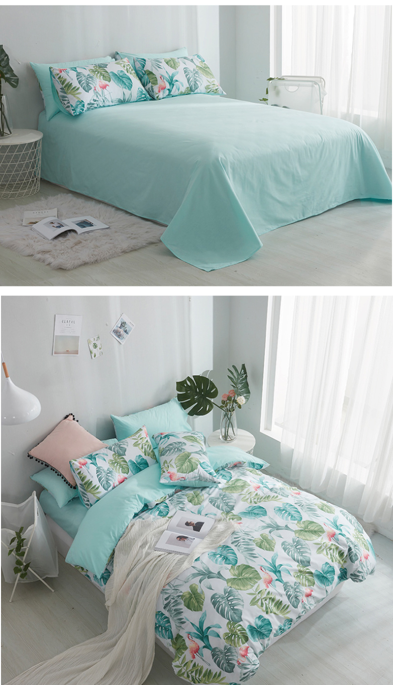 Nhỏ bông tươi denim bông ký túc xá ba mảnh 1,8 / 1,5m mục vụ lanh giường chăn Mikasa - Bộ đồ giường bốn mảnh bộ chăn ga gối everon