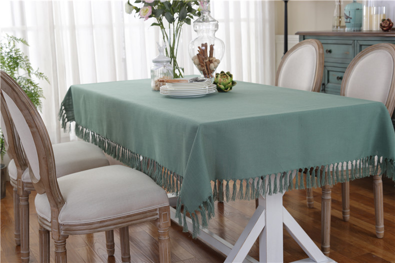Tân Hương với khăn trải bàn bằng vải cotton và vải lanh phong cách rắn màu bàn ăn và ghế đệm đặt hình chữ nhật tùy chỉnh tua bàn cà phê vải - Khăn trải bàn khăn lót bàn phòng khách