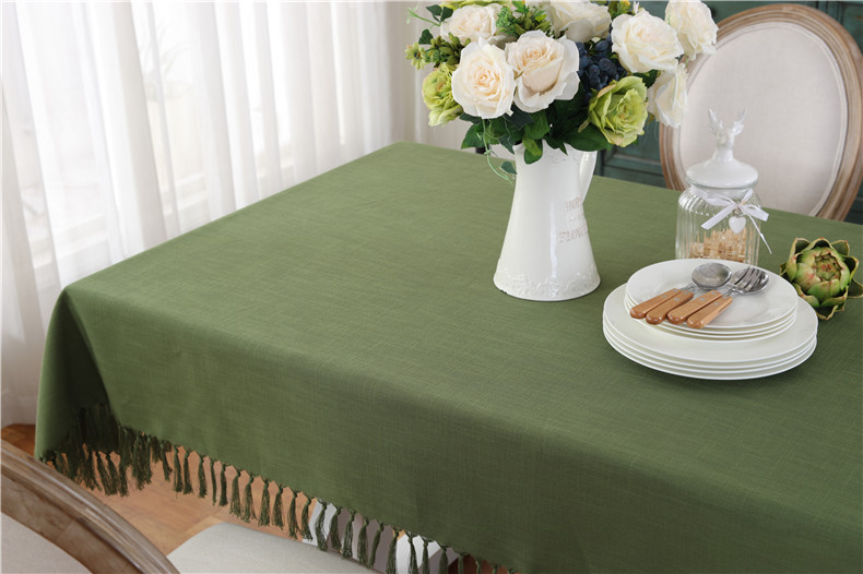 Tân Hương với khăn trải bàn bằng vải cotton và vải lanh phong cách rắn màu bàn ăn và ghế đệm đặt hình chữ nhật tùy chỉnh tua bàn cà phê vải - Khăn trải bàn khăn lót bàn phòng khách