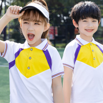 Boys and girls short-sleeved T-shirt cotton Children single white interior leisure sports style red British garden clothes class clothes