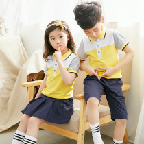 Kindergarten garden clothes summer cotton short sleeves red and yellow British sportswear primary school uniforms summer childrens class uniforms