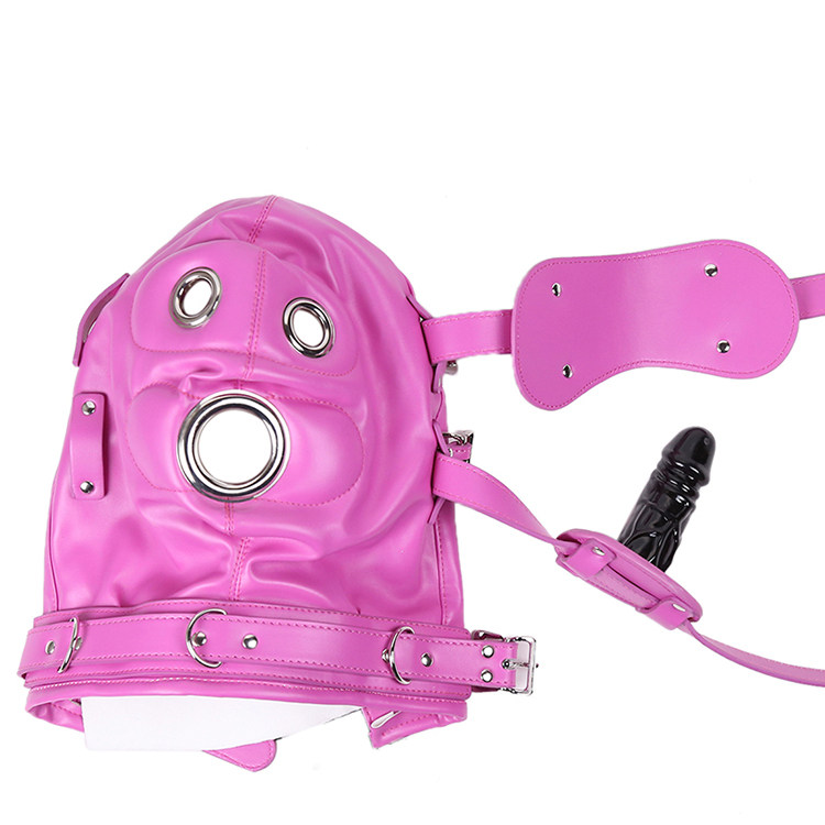 Torture tool three locks with penis mouth plug suffocation mask leather headgear sm sex toys alternative training sex toys - Taobao