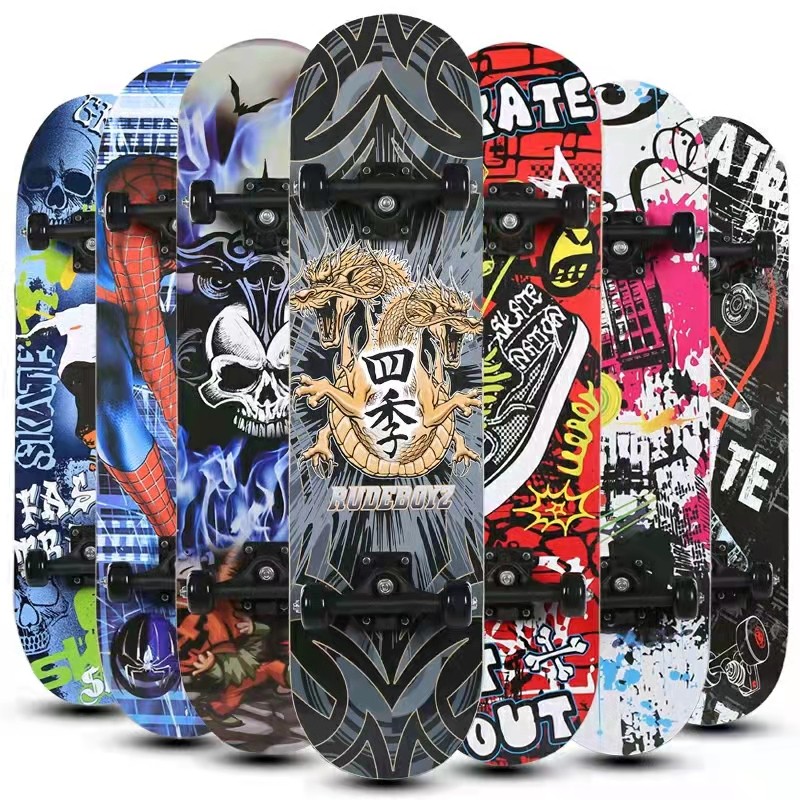 Children's four-wheeled skateboard double-seater primary school scholar 4 wheels small scooter 3-15-year-old first-type person 60 80cm