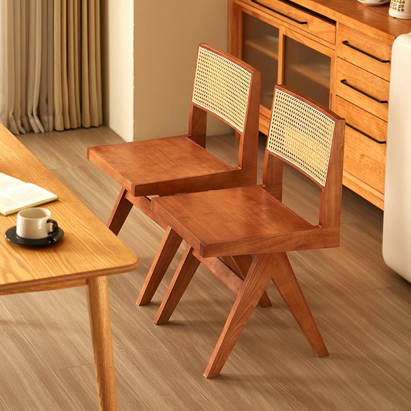 Nordic Solid Wood Rattan Chair, Home Dining Chair, Vintage Designer Armless Backrest Rattan Chair, Balcony Chandigarh Chair Nordic Solid Wood Rattan Chair, Home Dining Chair, Vintage Designer Armless Backrest Rattan Chair, Balcony Chandigarh Chair