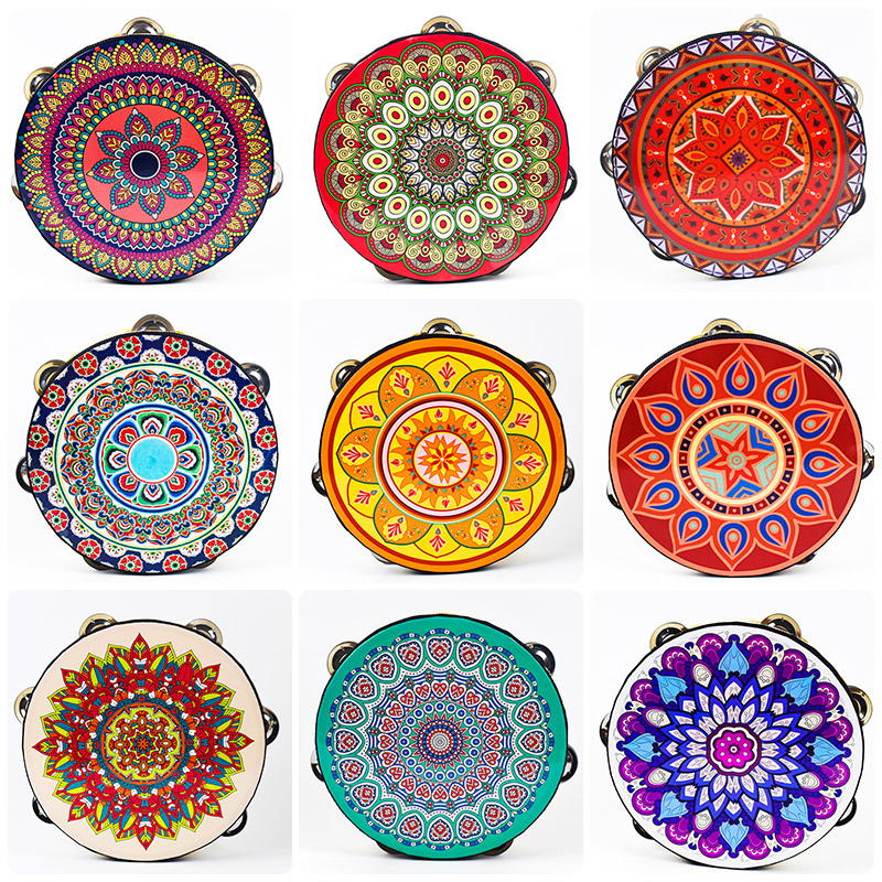 タンバリンダンス小道具、新疆ウイグル族の手太鼓、幼稚園児用手太鼓、楽器、敦煌飛天太鼓、学年試験用。