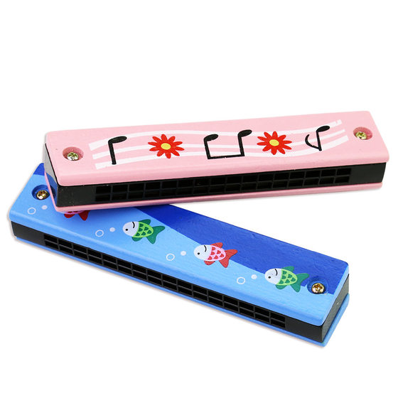 Children's wooden harmonica 16 holes kindergarten elementary school students beginners playing musical instruments creative gift harmonica toys