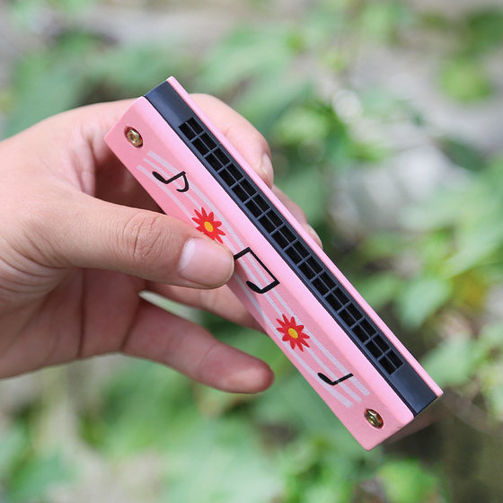 Children's wooden harmonica 16 holes kindergarten elementary school students beginners playing musical instruments creative gift harmonica toys