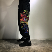 Three provinces and six original Chinese style colorful Phoenix heavy industry embroidery mens cotton loose size pants Limited