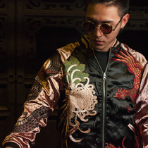 Three provinces and six Yokosuka high-end four beasts mens large size loose double-sided embroidered jacket Chinese style jacket