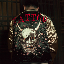 Three provinces and six parts of the Spring and Autumn Heavy Industry Prajna Yokosuka embroidery mens double-sided dark pattern jacquard tattoo jacket