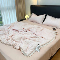 Super Soft and Breathable Summer Quilt Four-Piece Set for Mother and Baby Class a Cotton Aerobic Double-Layer Yarn Machine Washable Soy Air-Conditioned Quilt