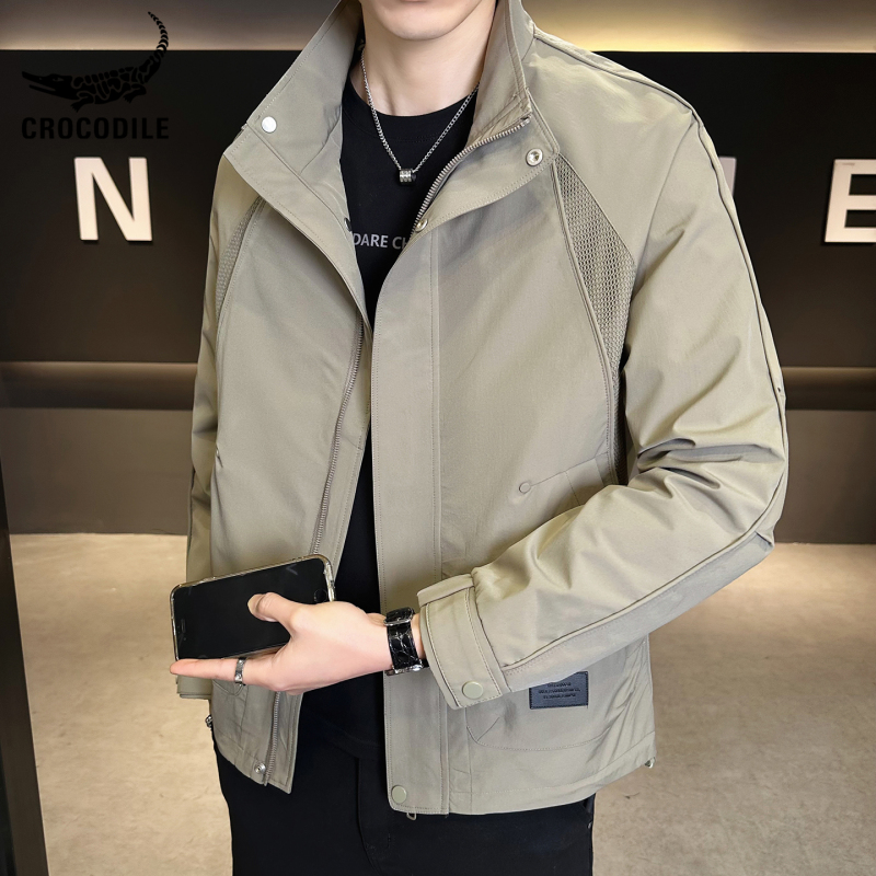 Crocodile Brand Stand-Collar Windproof Jacket for Men, High-End Style Outerwear, Autumn and Winter 2026 New Versatile Workwear Top for Men