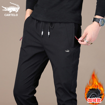 Crocodile Fall Winter Casual Pants Men's Korean Fashion Spring and Autumn Joker Plus Velvet Slim Fit Sports Small Foot Long Pants Men's Pants