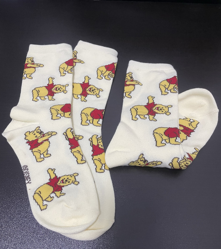 Japanese-Style Adorable Winnie the Pooh All-Over Print Mid-Calf Socks, Versatile Style, Cotton Socks Size 36-40