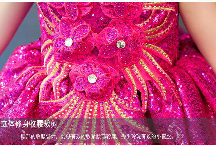 Trẻ em ăn mặc công chúa chủ nhà sàn catwalk trình diễn buổi tối cô gái trình diễn váy fluffy cô gái shop quần áo trẻ em