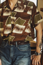 Swing Era vintage print short sleeve shirt Arrow Pattern Hawaiian shirt Aloha Swing age