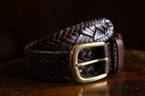 Remains Retro Gentleman Hand Woven Tanning Head Cowhide Belt Copper Needle Buckle Men and Women Joker