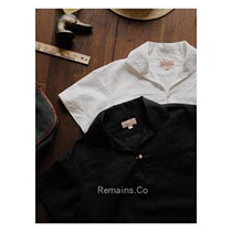 Remains Japan imports cotton linen blend navy collar jacket head retro sailor short sleeve elegant shirt man s