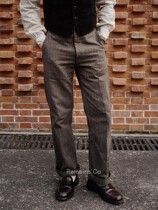 Remains Continental Immigration Cotton Japan Imported Striped Pepper Salt French Vintage Straight Trousers