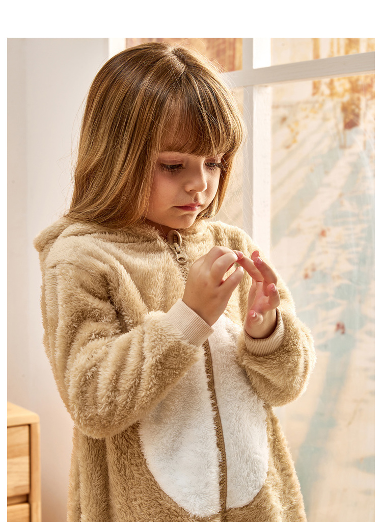 Mini Balla Balla quần áo trẻ em nhà jumpsuit mùa đông mới dày nam và nữ đồ ngủ bé flannel bộ body bé trai