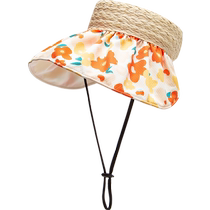 Mini Balabala summer new girls printed woven hat baby breathable sunshade empty top style hat