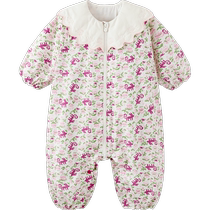 Mini Balabala Outing One-piece Romper Suit for Girls Baby Sweet Doll Collar Triangle Clothes 2024 Autumn Style