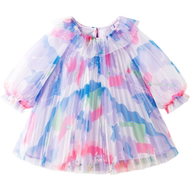 Mini Balabala Girls Dress Spring and Autumn Childrens Baby Fashion Baby Sweet Mesh Princess Dress