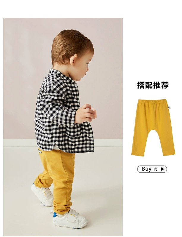 Mini Balla Balla Áo sơ mi cho bé 2019 Thu mới Sản phẩm mới Nam và nữ Baby Baby Áo sơ mi kẻ sọc - Áo khoác