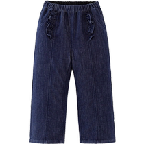(mini parent-child·soft denim) mini bala bala girls playful wide leg pants trousers mother and daughter clothing