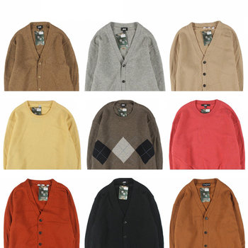 Vintage youjia solid color wool cardigan v-neck large size sweater knitted male and female couple college jacket 1