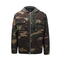 Hip-hop Tide brand autumn and winter hooded cardigan camouflage overalls jacket ins loose cotton jacket cotton jacket