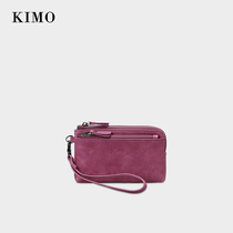 KIMO new mens wallet womens short zipper simple leather wallet cowhide coin bag