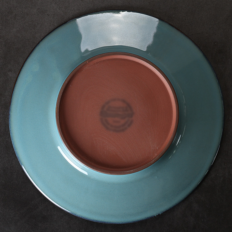 Creative variable glaze blue - green wide - brimmed flat ceramic plate household pasta snacks dessert western food steak dishes