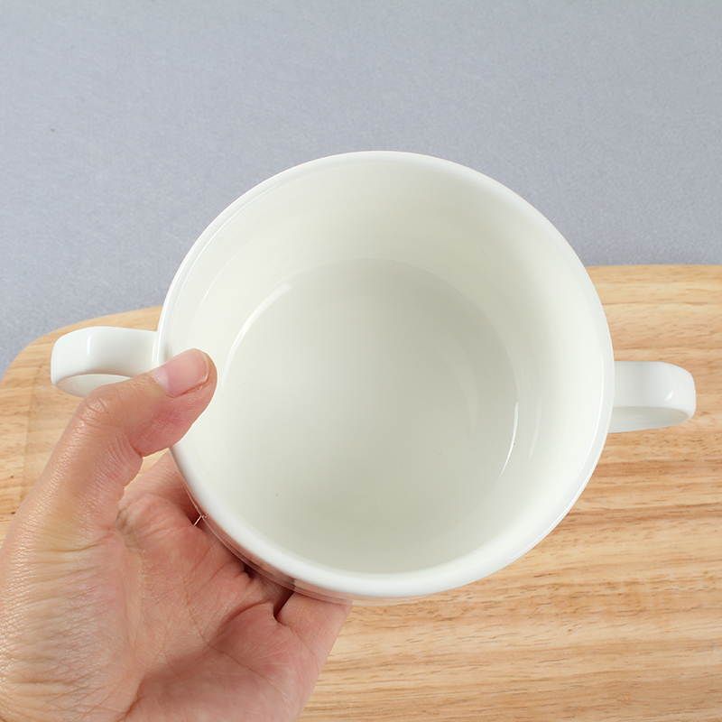Western - style restaurant hotel white ceramic 4 inches Western - style food round the ear ear ear soup bowl soup bowl