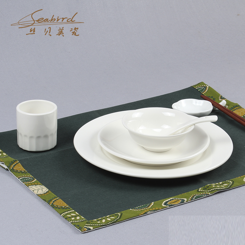 Pure white hotel hotel set up household ceramic bowl ipads plate western food steak plate tableware banquet wedding outfit