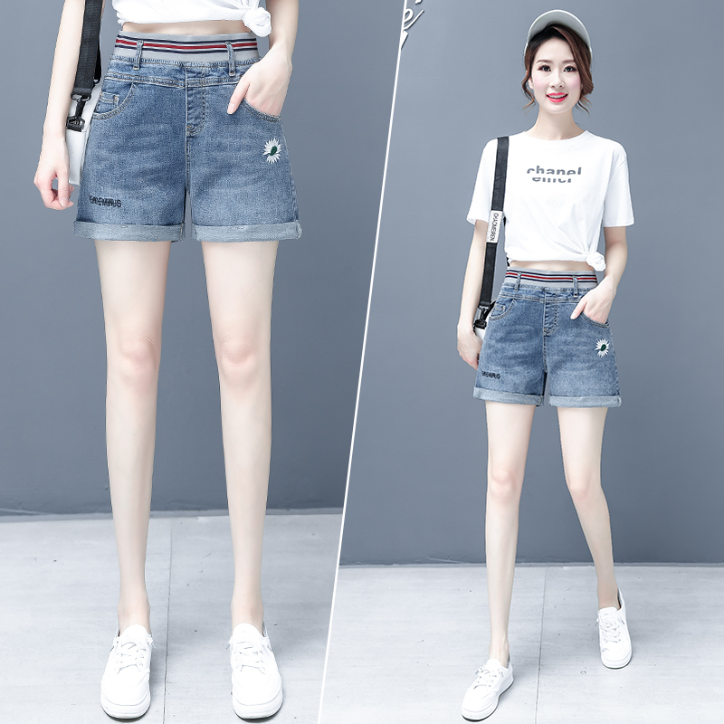 Denim quần short nữ 2020 mới mùa hè mới mỏng loose-fitting quần rộng chân lưng cao giản dị quần năm điểm