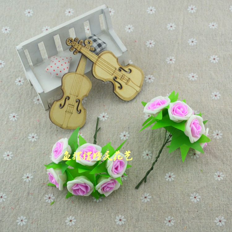 DIY bọt cuộn hoa hồng mô phỏng bọt hoa với lá hoa handmade vòng hoa trang trí với hoa 2,5cm - Hoa nhân tạo / Cây / Trái cây bình hoa giả đẹp để phòng khách