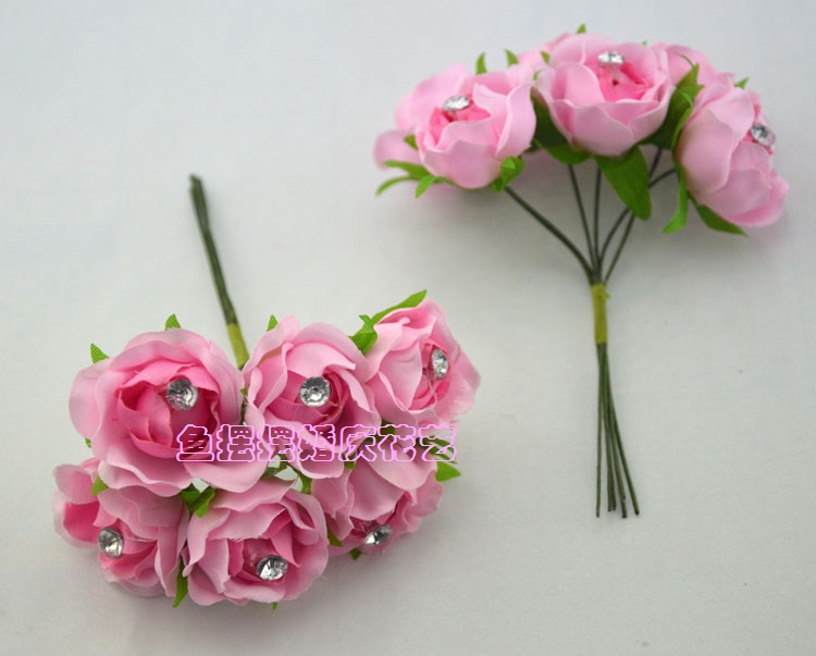 Mô phỏng DIY mới với bó hoa kim cương bó hoa nhỏ bó hoa vòng hoa kẹo cổ tay trang trí đầu vật liệu hoa giả 6 / bó - Hoa nhân tạo / Cây / Trái cây hoa hồng giả đẹp