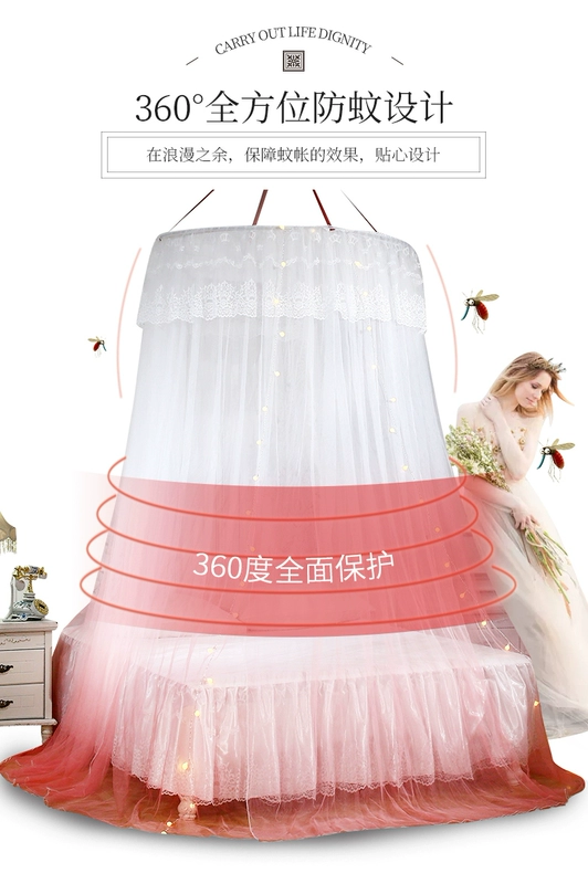 Công chúa trần mái vòm đôi lưới gia đình 1,5 1,8 2m màn ngủ m ba cửa trần sàn tròn - Lưới chống muỗi mùng ngủ cao cấp